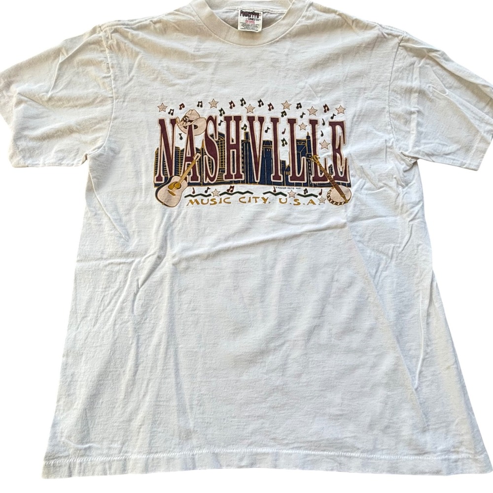 PowerPro Nashville Music City‎ T-Shirt L Single Stitch USA Western Vintage